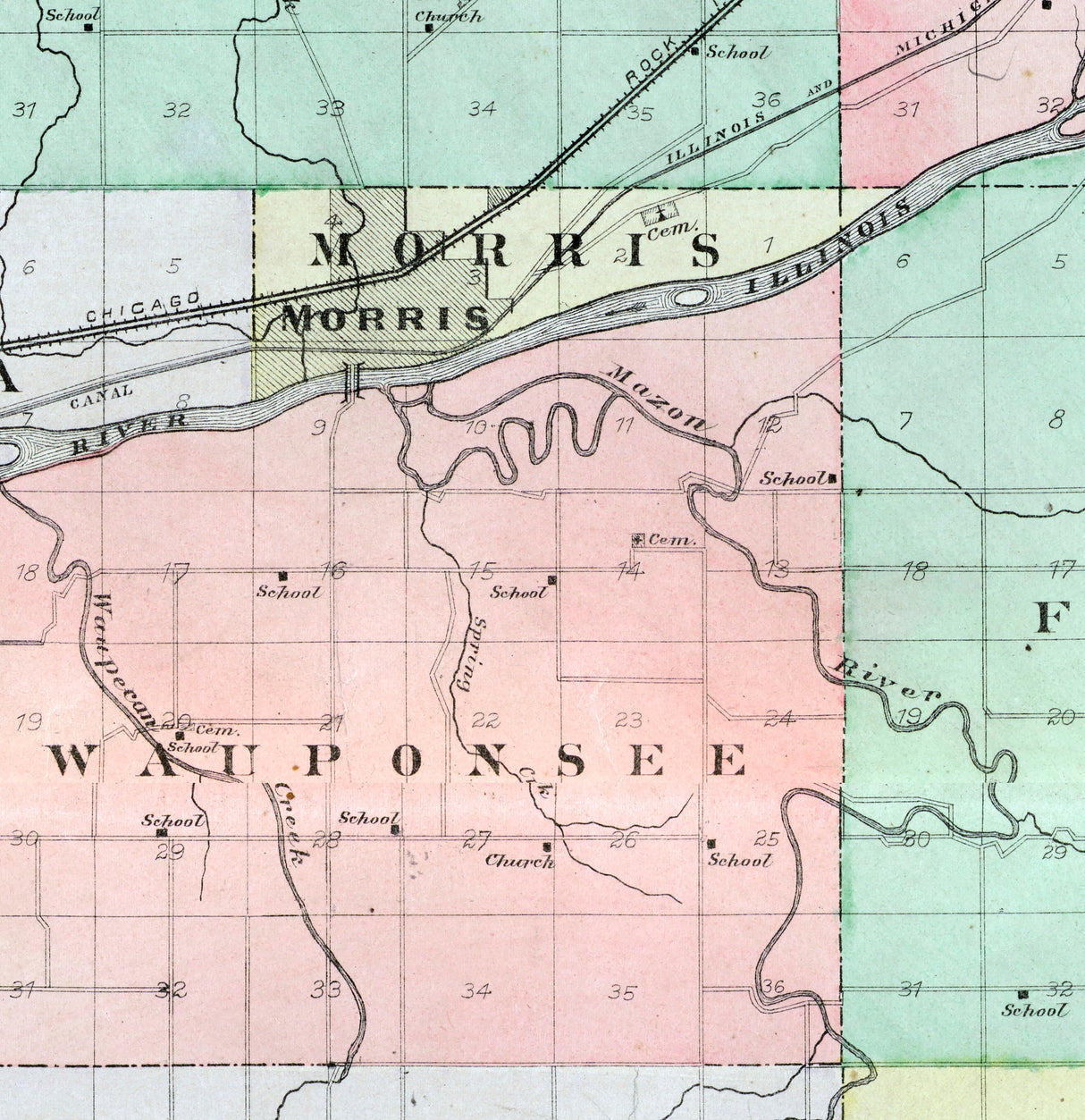 1892 Map of Grundy County Illinois