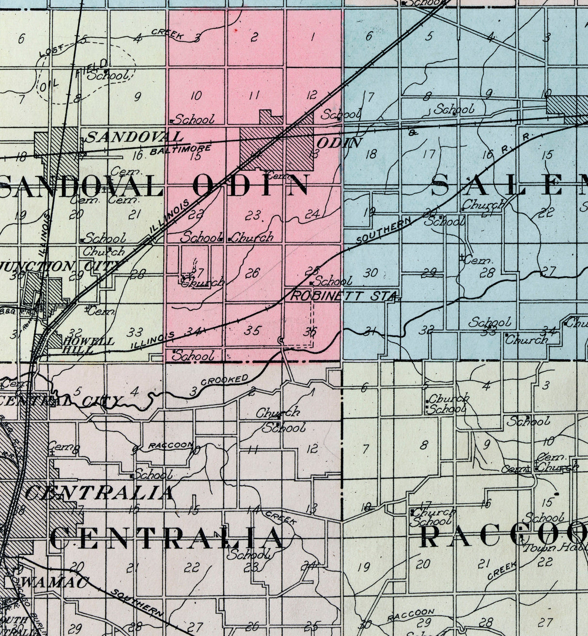 1892 Map of Marion County Illinois