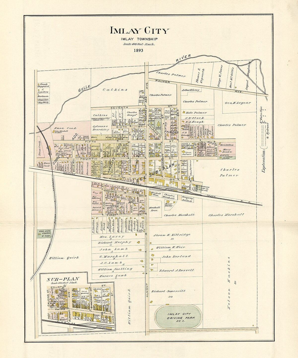 1893 Map of Imlay City Lapeer County Michigan
