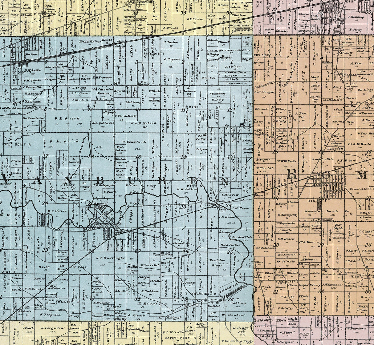 1893 Map of Wayne County Michigan