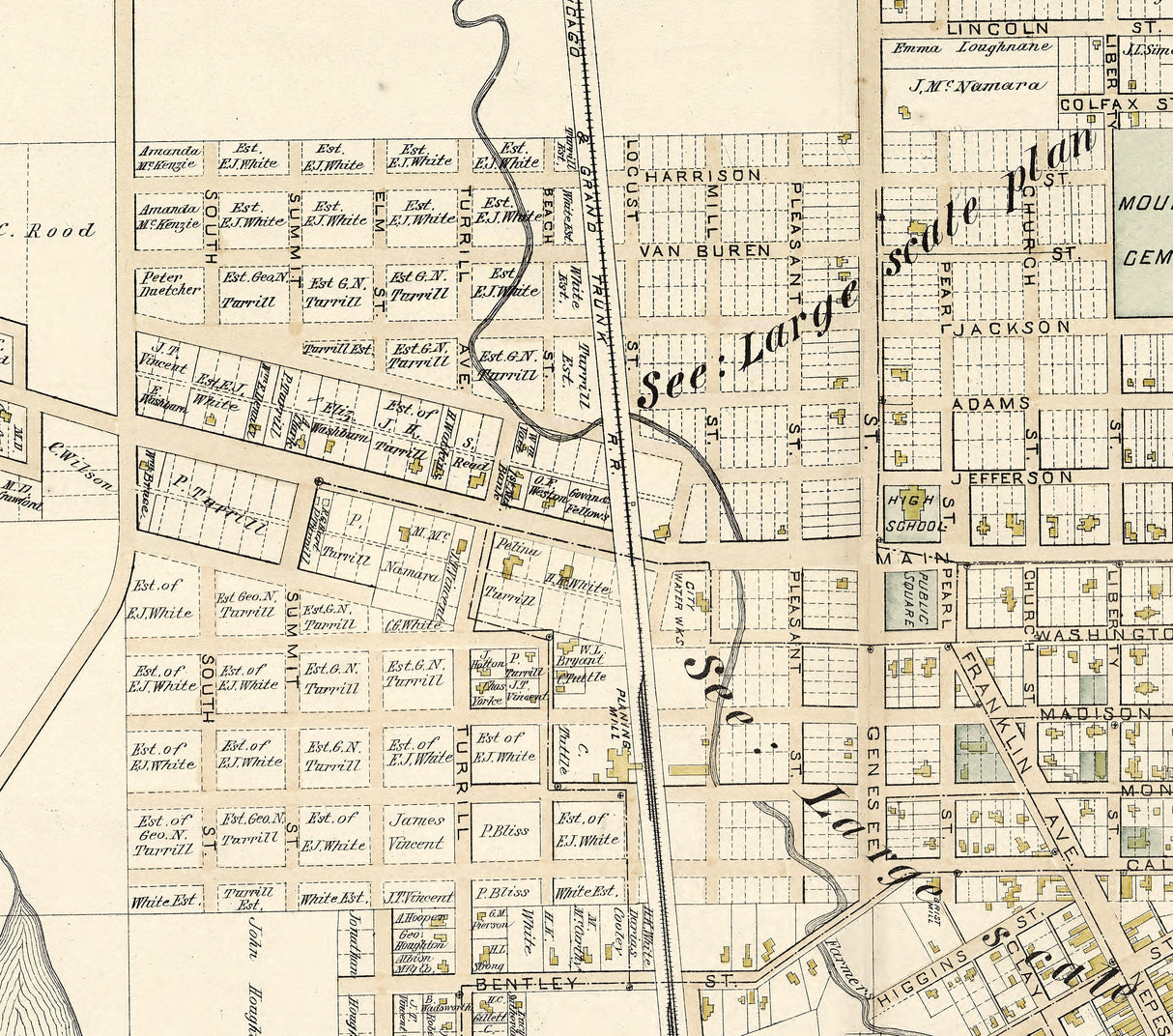 1893 Town Map of Lapeer Lapeer County Michigan