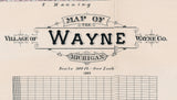 1893 Town Map of Wayne Wayne County Michigan
