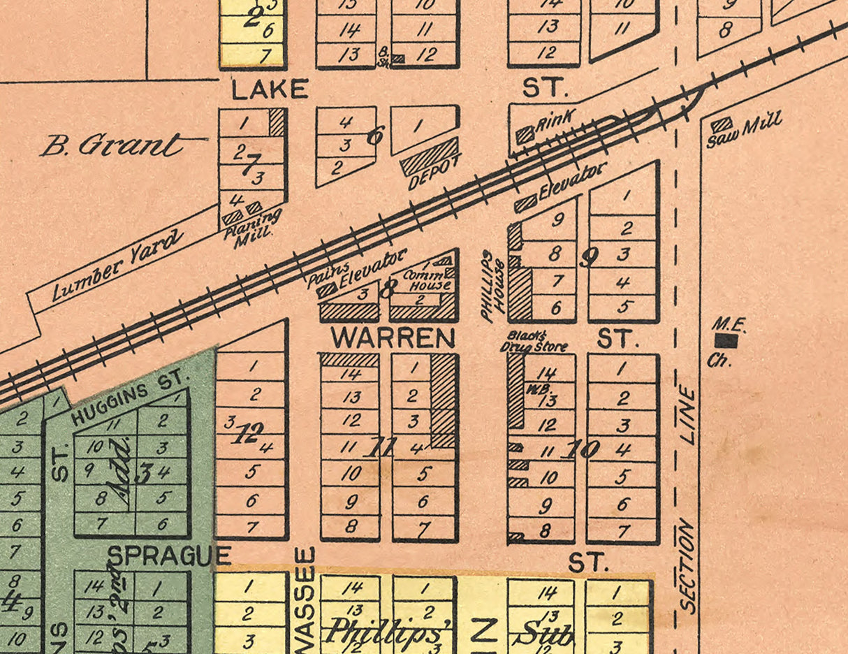 1895 Map of Bancroft Shiawassee County Michigan