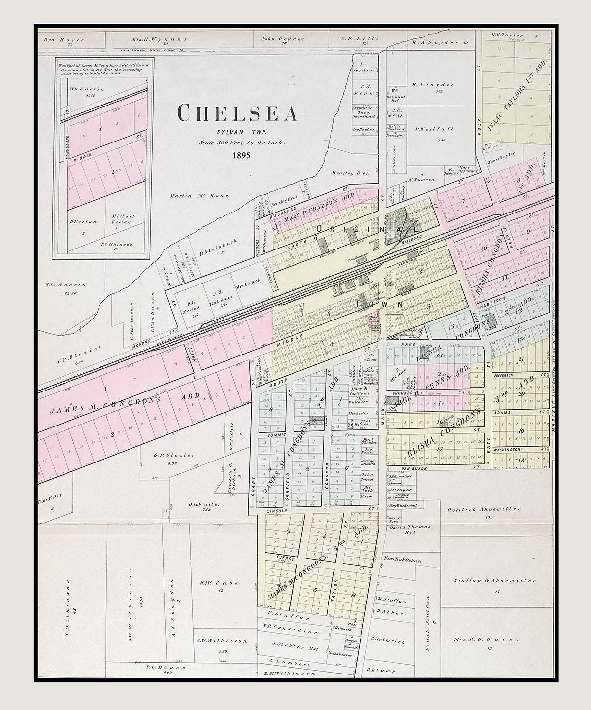 1895 Map of Chelsea Washtenaw County Michigan