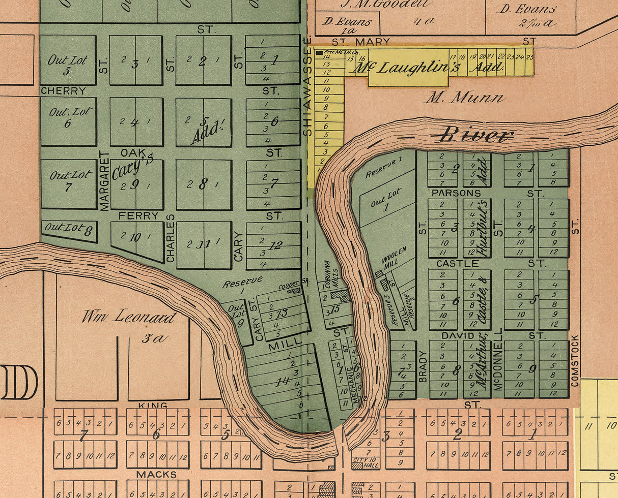 1895 Map of Corunna Shiawassee County Michigan