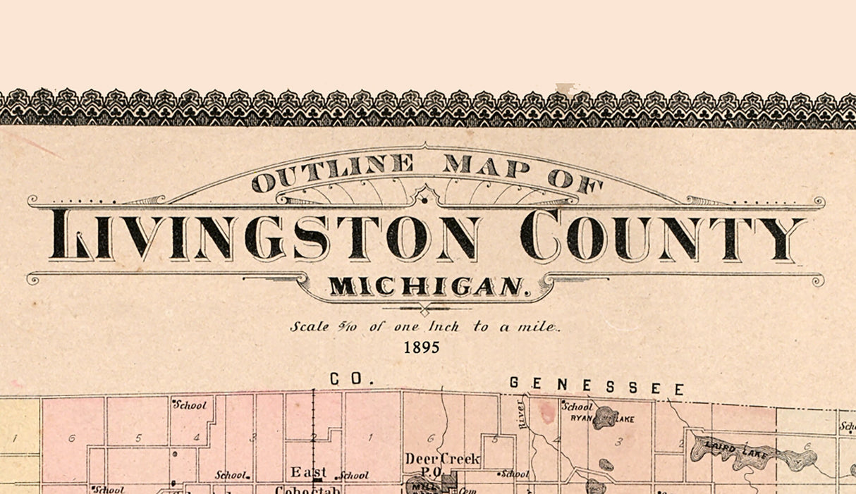 1895 Map of Livingston County Michigan