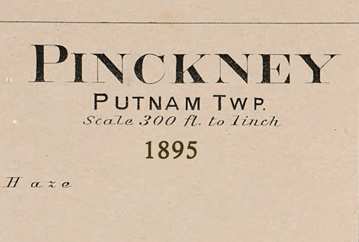 1895 Map of Pinckney Livingston County Michigan Mill Pond
