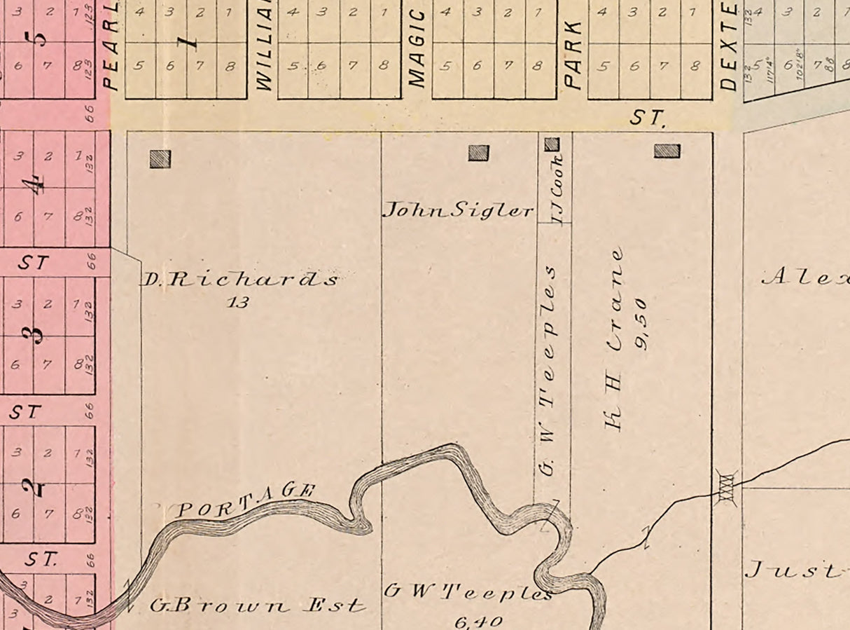 1895 Map of Pinckney Livingston County Michigan Mill Pond