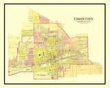 1890 Map of Union City Indiana and Ohio