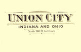 1890 Map of Union City Indiana and Ohio