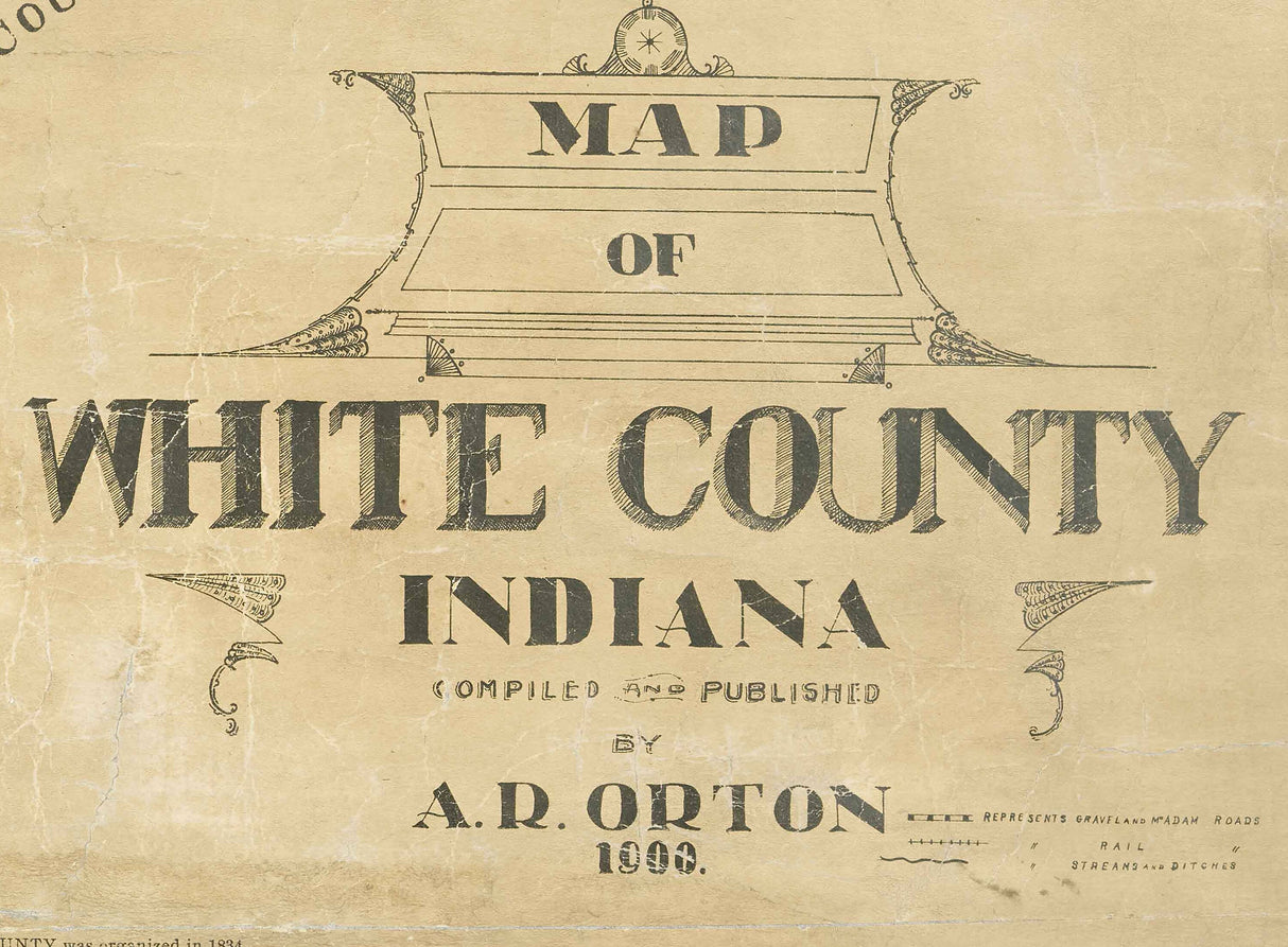 1900 Farm Line Map of White County Indiana