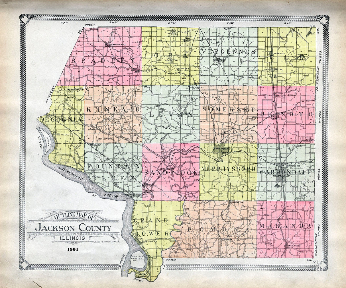 1901 Map of Jackson County Illinois