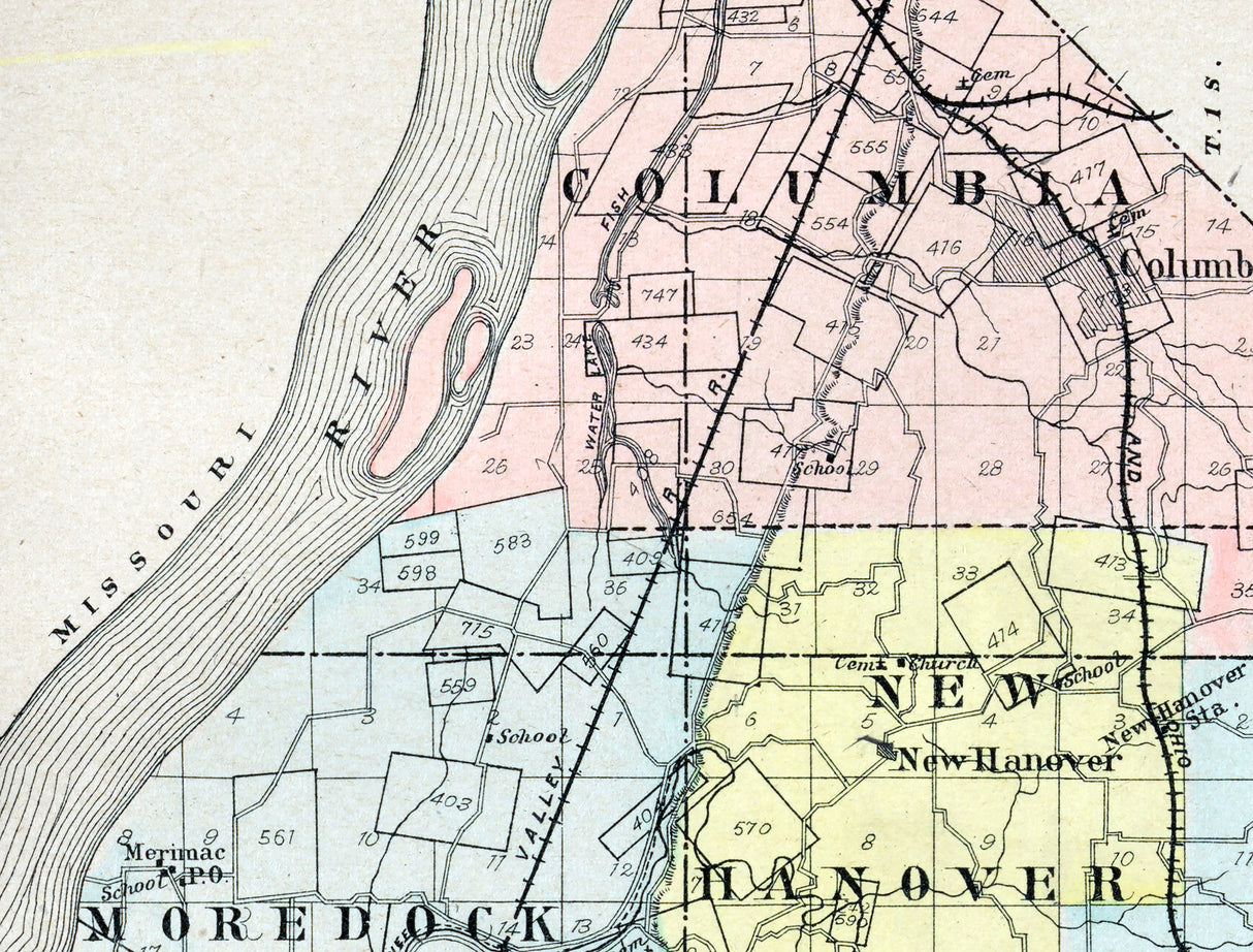 1901 Map of Monroe County Illinois