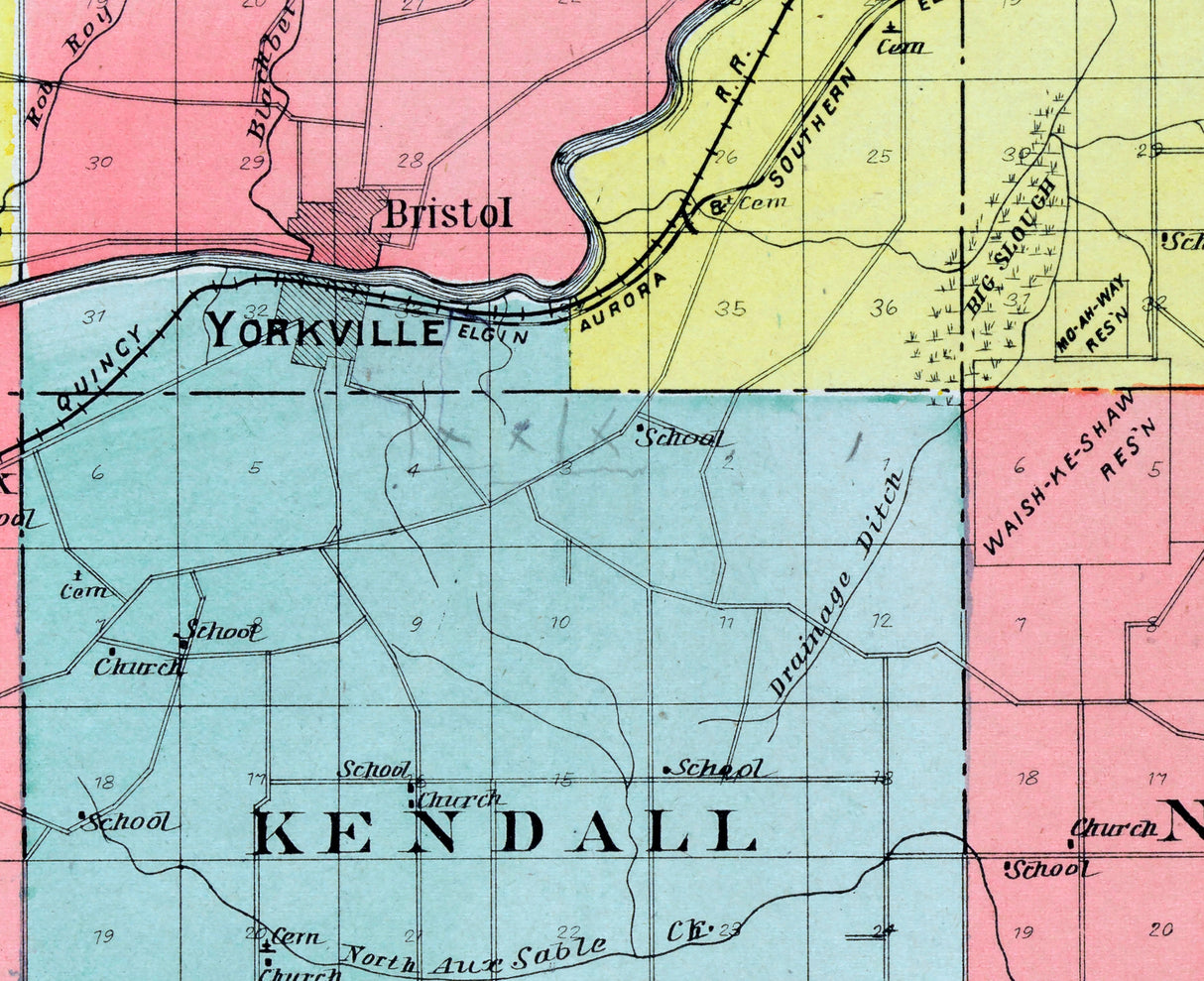 1903 Map of Kendall County Illinois