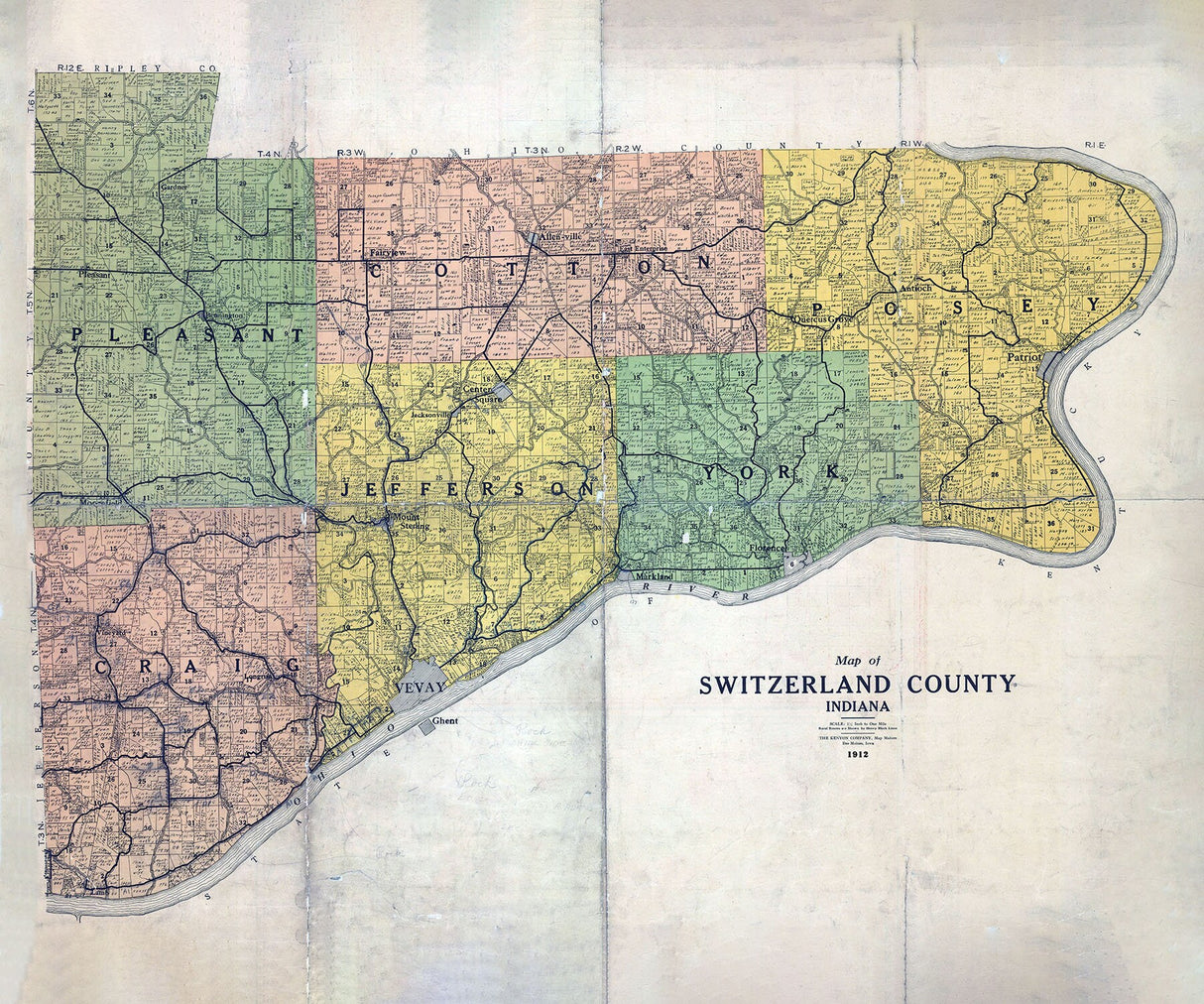 1912 Map of Switzerland County Indiana