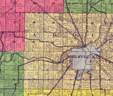 1916 Map of Shelby County Indiana
