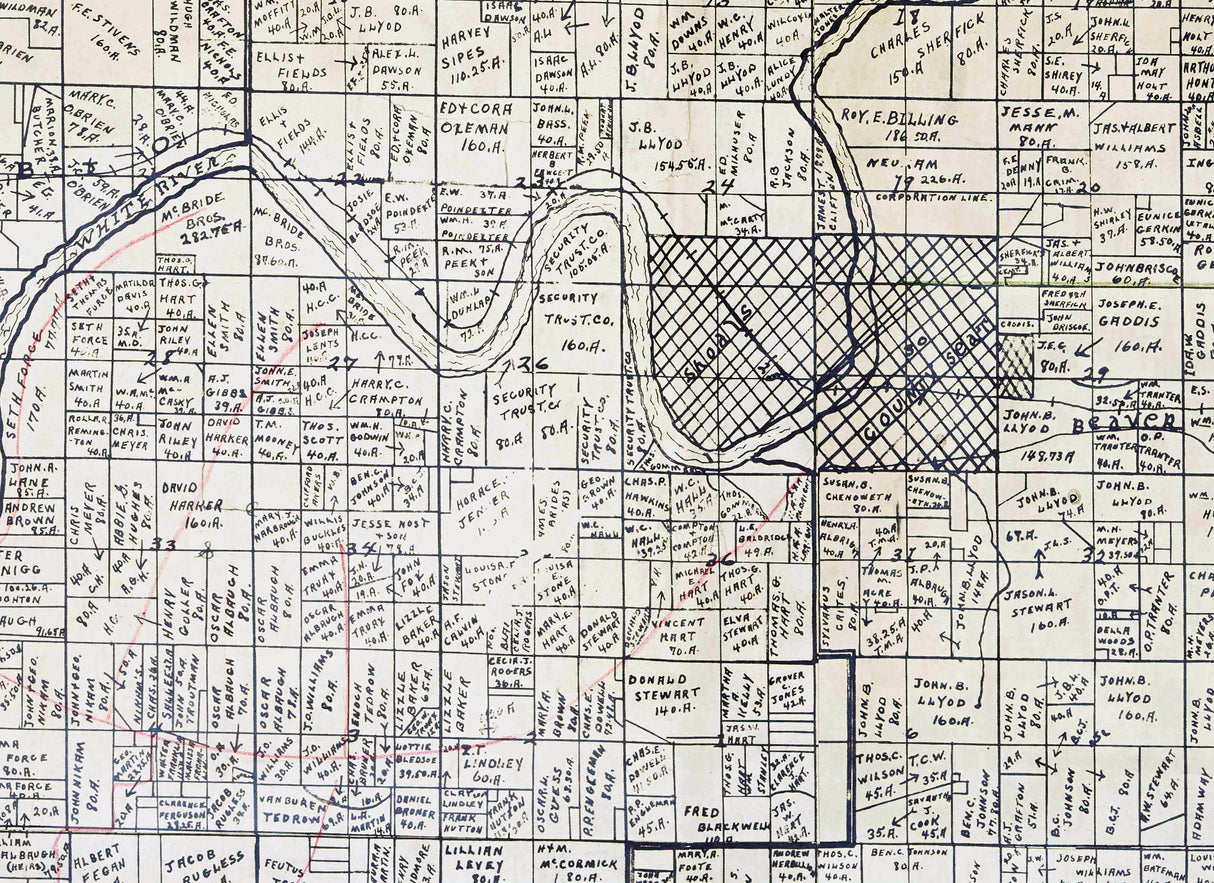 1921 Farm Line Map of Martin County Indiana