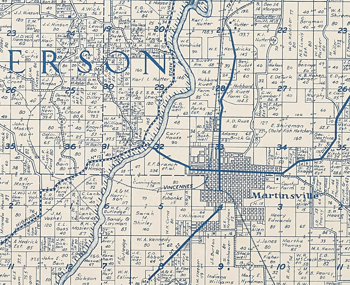 1923 Map of Morgan County Indiana