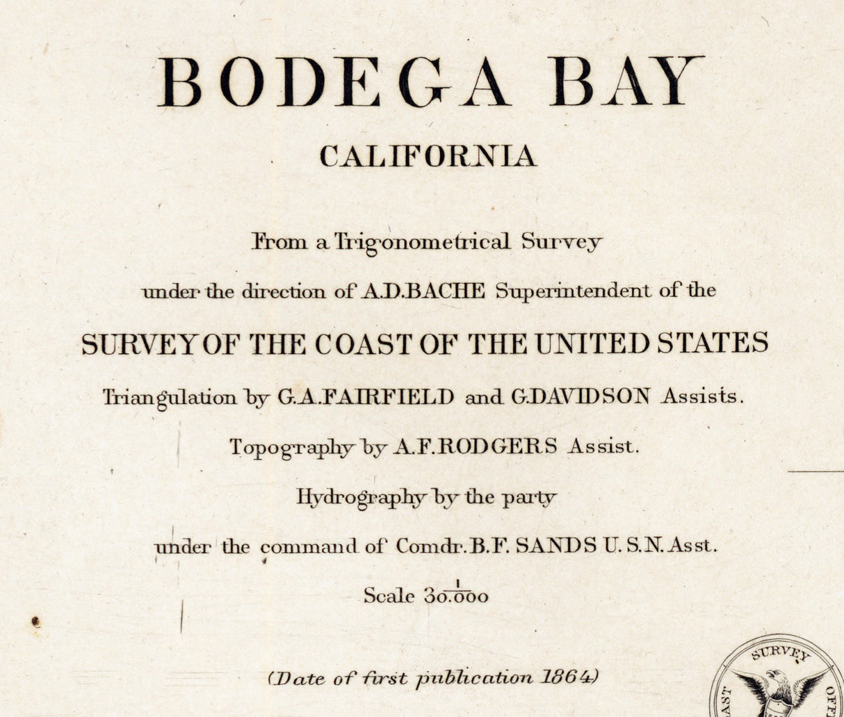 1864 Nautical Chart of Bodega Bay California