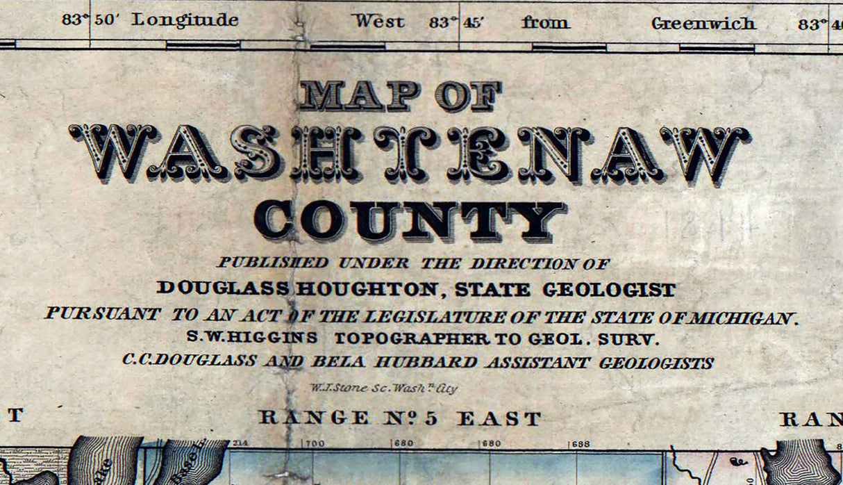 1844 Map of Washtenaw County Michigan