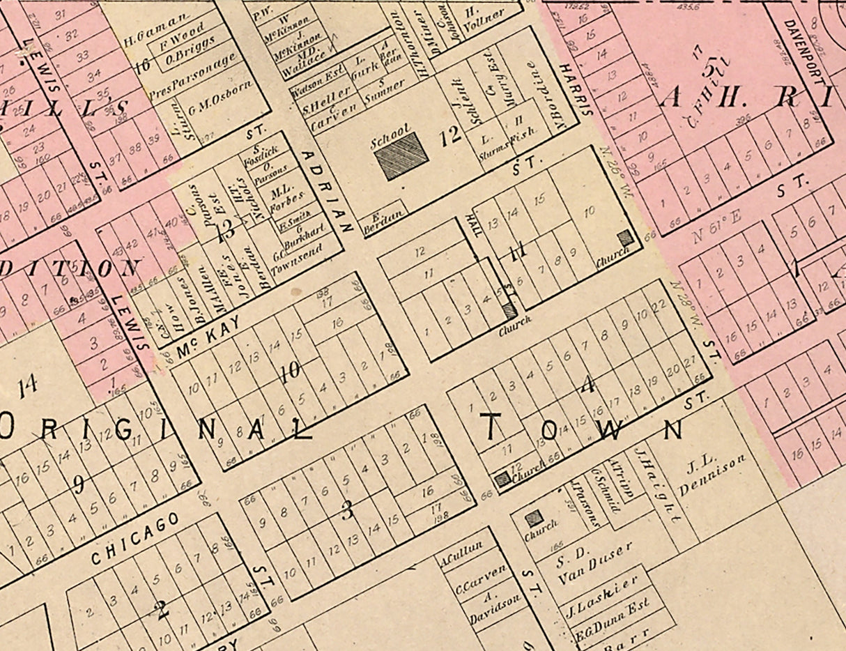 1895 Map of Saline Washtenaw County Michigan
