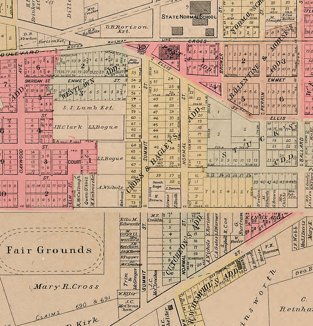 1895 Map of Ypsilanti Washtenaw County Michigan
