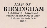 1896 Map of Birmingham Oakland County Michigan