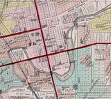 1896 Map of Pontiac Oakland County Michigan