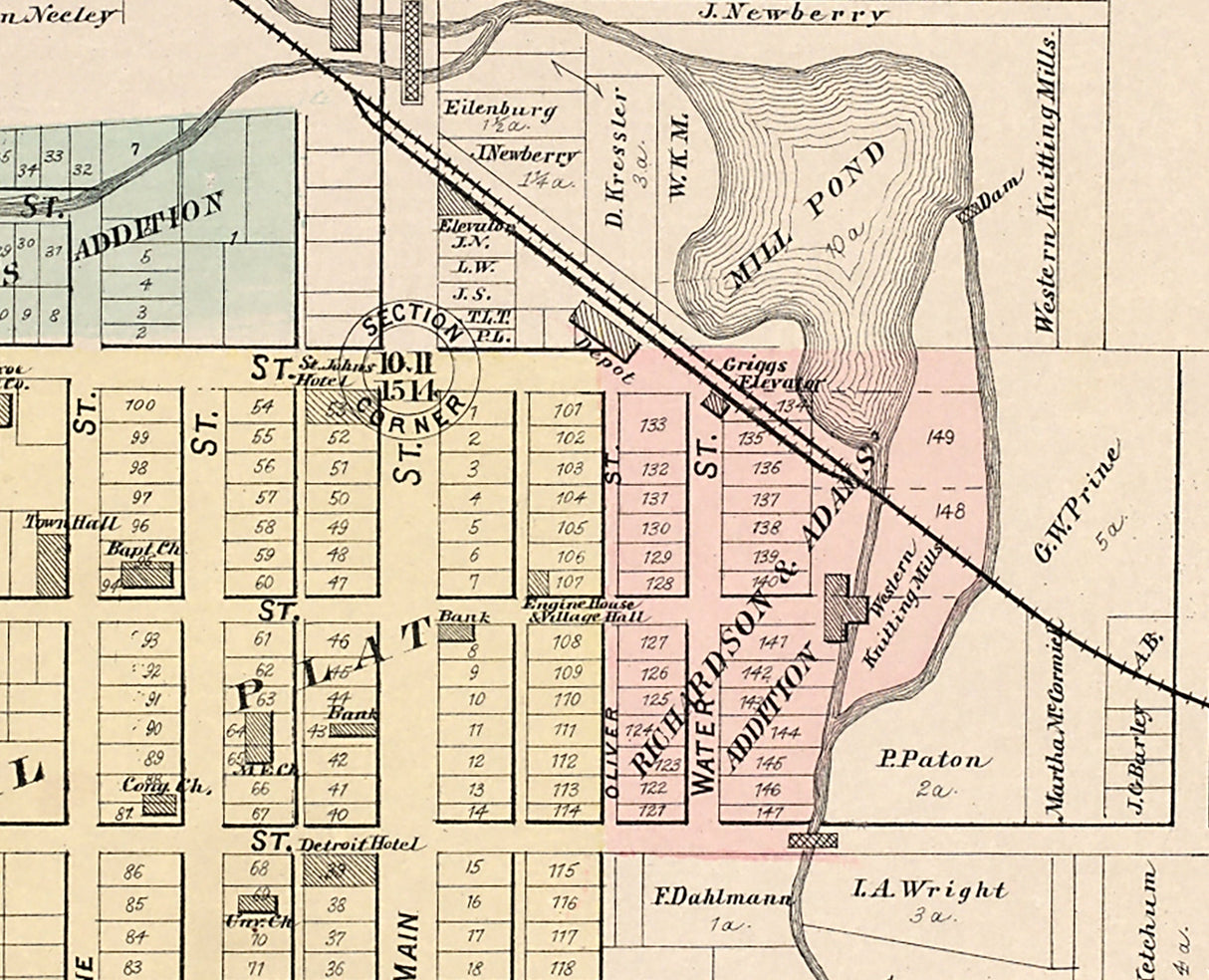 1896 Map of Rochester Oakland County Michigan