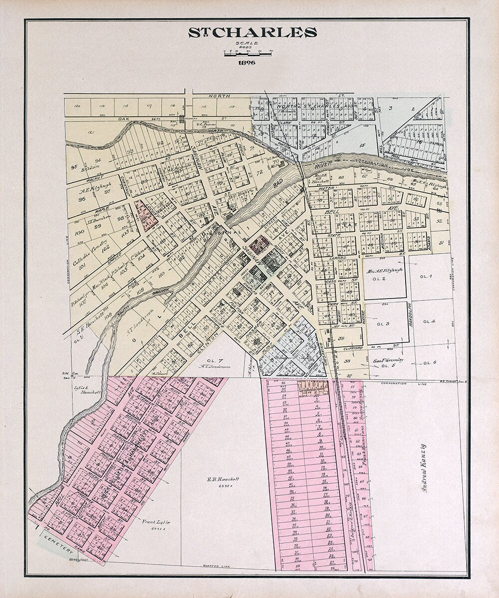 1896 Map of St Charles Saginaw County Michigan