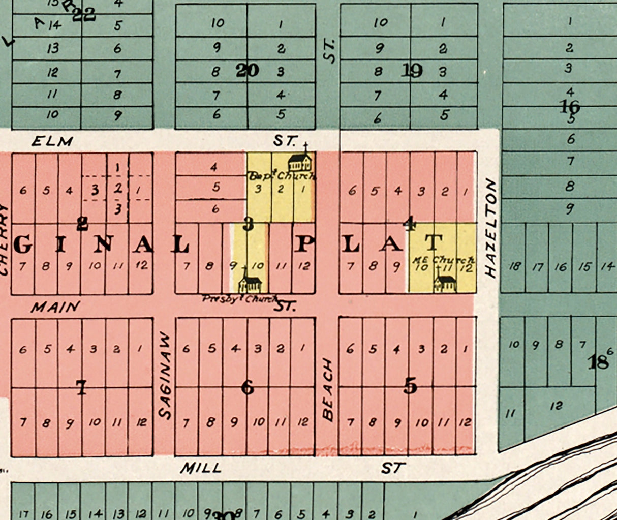 1899 Map of Flushing Genesee County Michigan