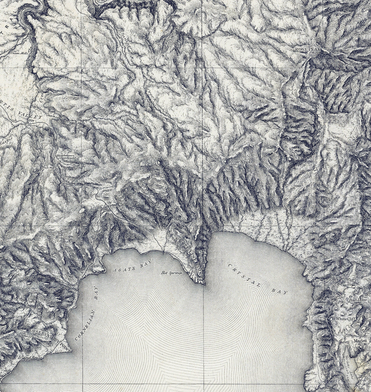 1881 Map of Lake Tahoe Nevada and California