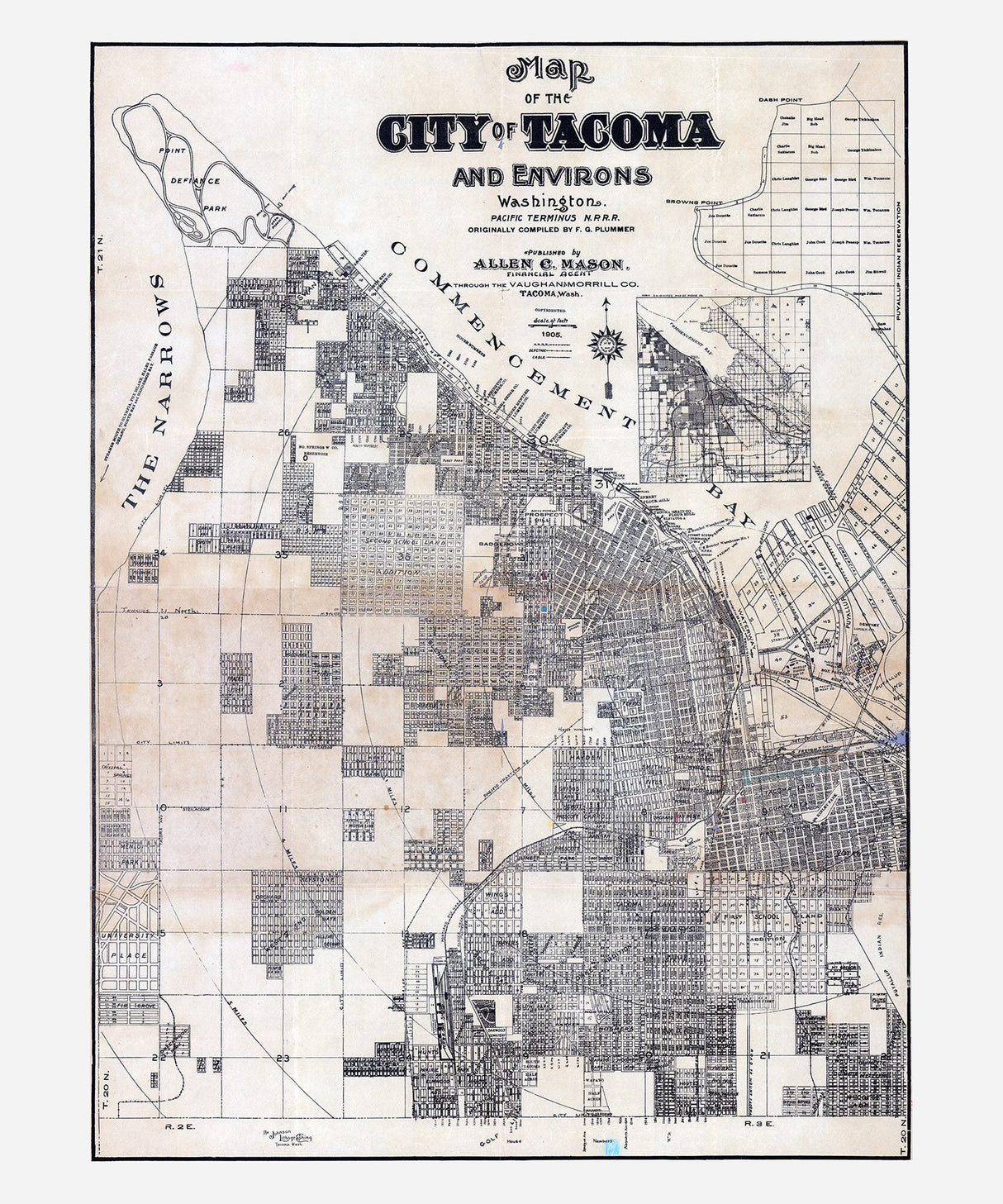 1905 Map of The City of Tacoma Washington and Environs