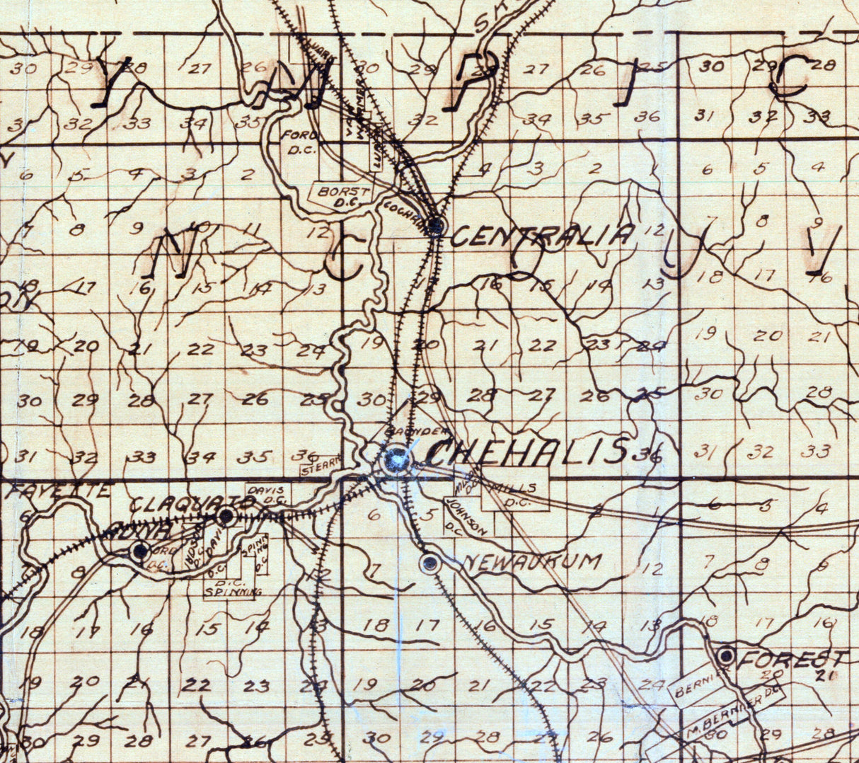 1910 Map of Lewis County Washington