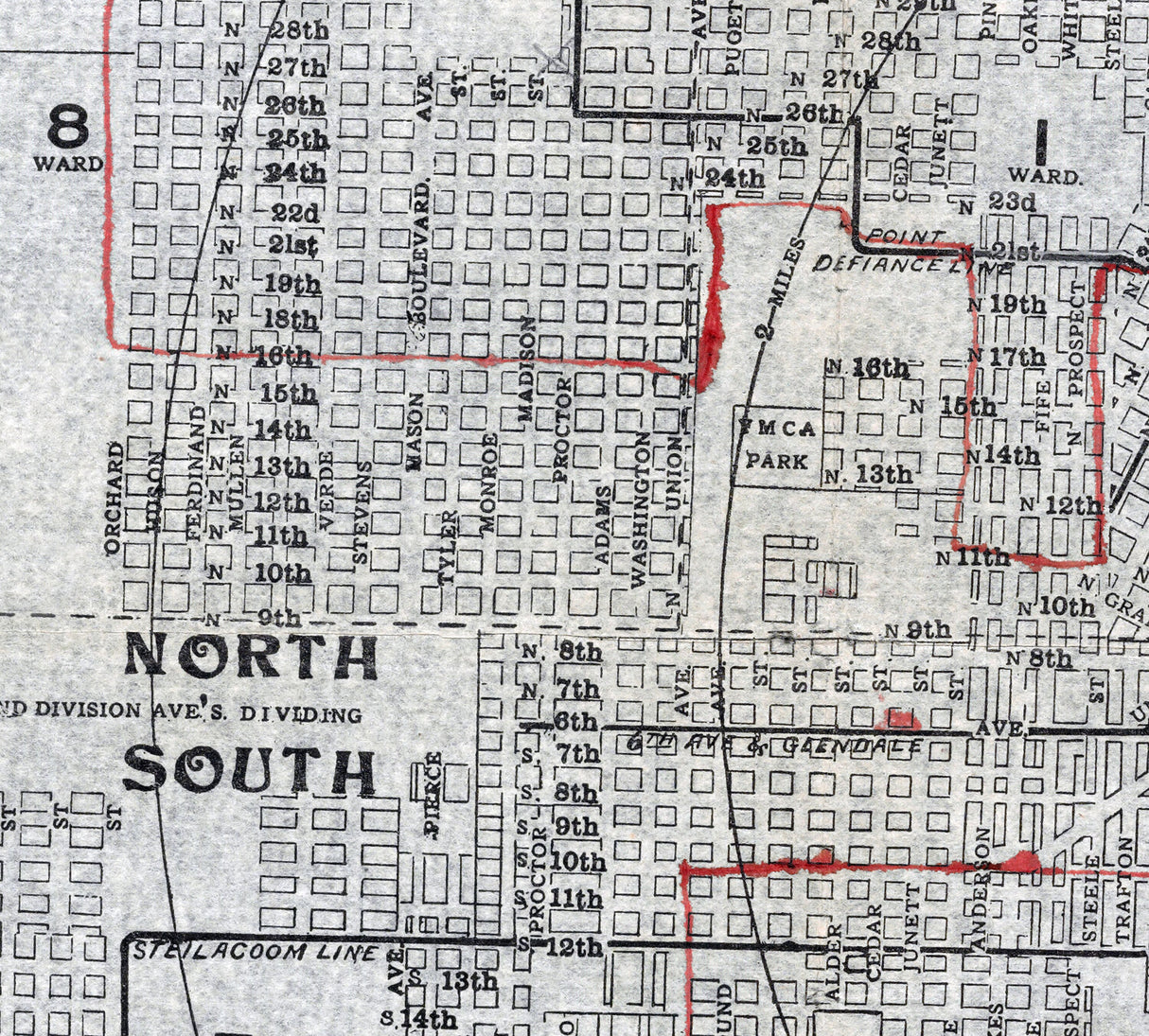 1910 Map of Tacoma Washington