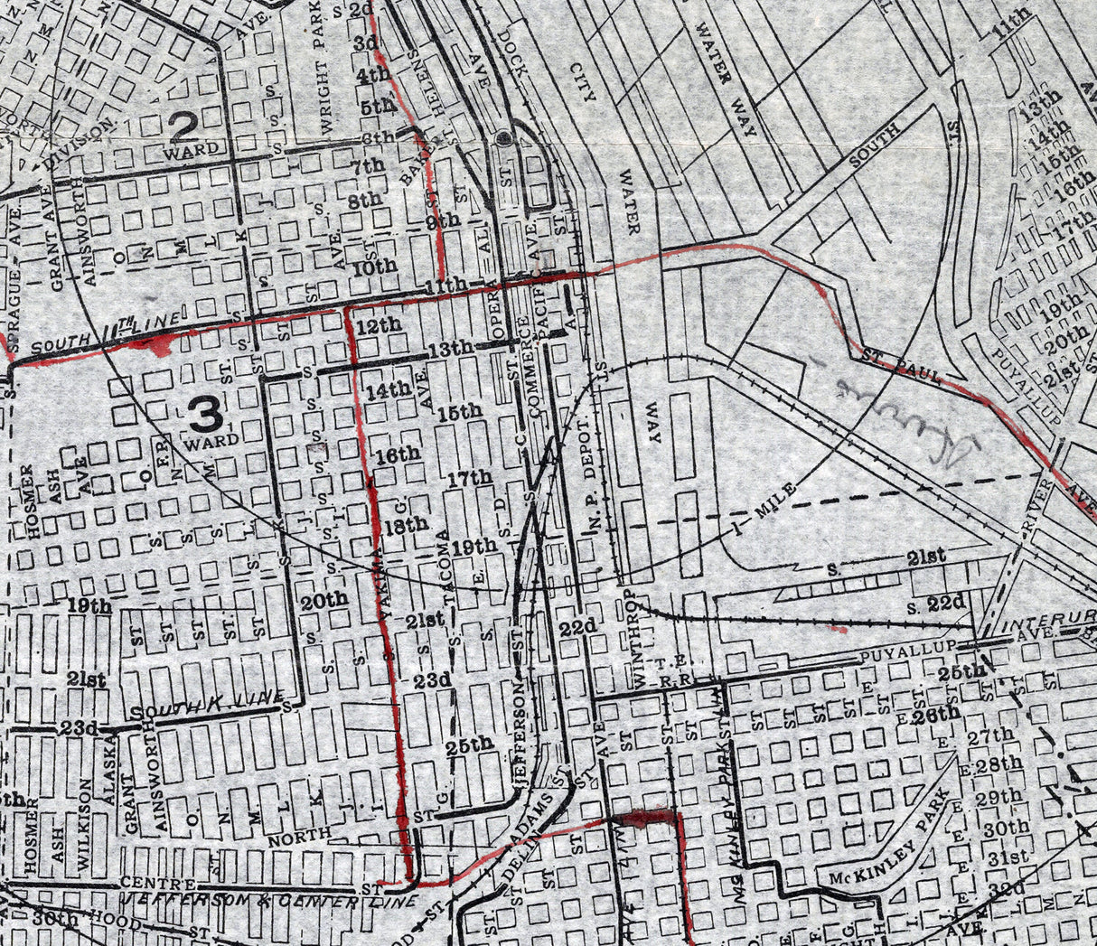 1910 Map of Tacoma Washington