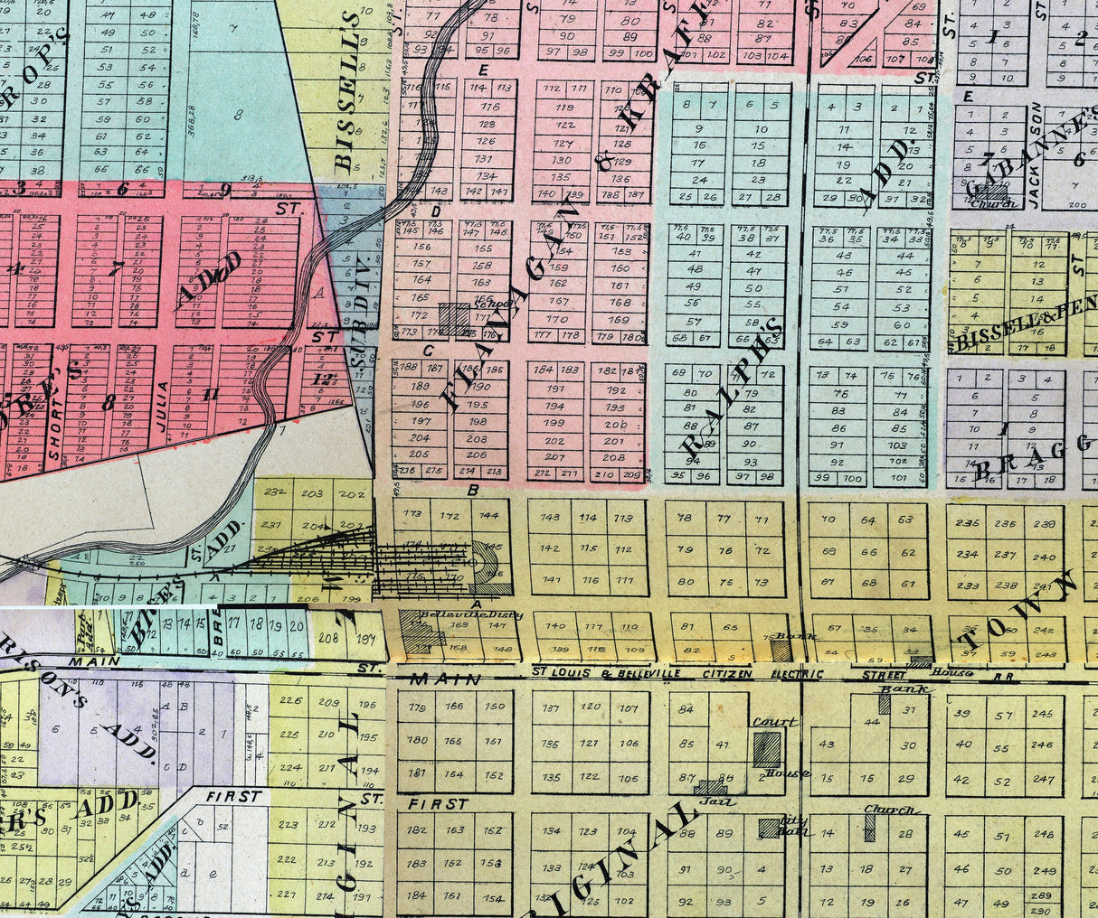 1901 Map of Belleville St Clair County Illinois