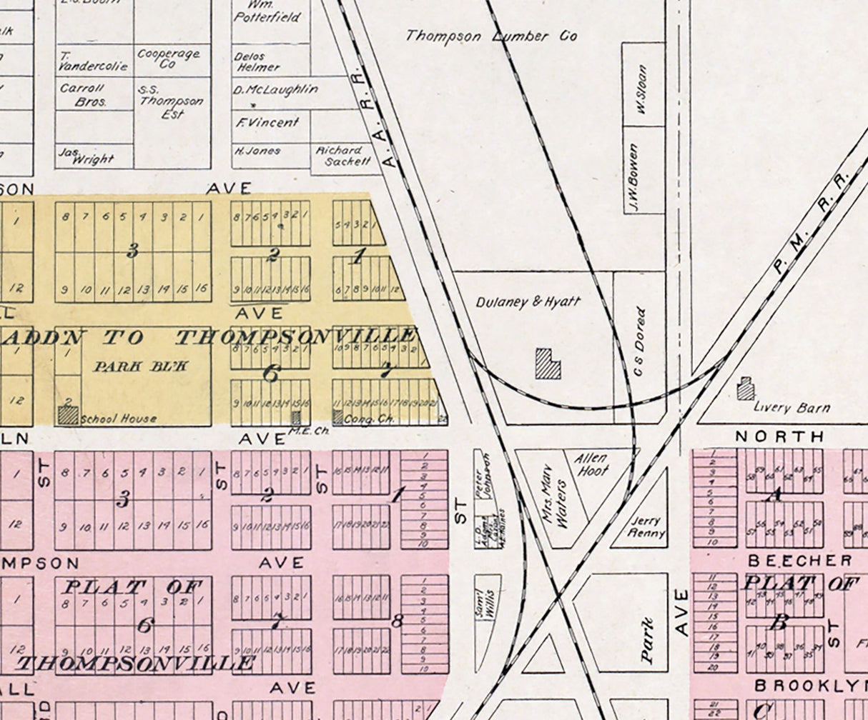 1901 Map of Thompsonville Benzie County Michigan