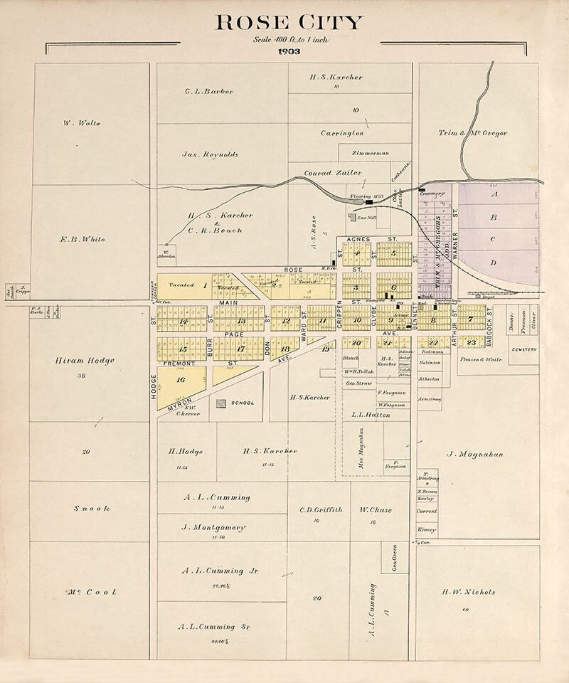 1903 Map of Rose City Ogemaw County Michigan