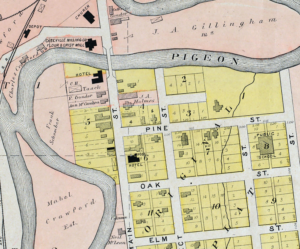 1904 Map of Caseville Huron County Michigan