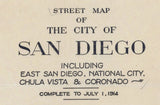1914 Map of San Diego California