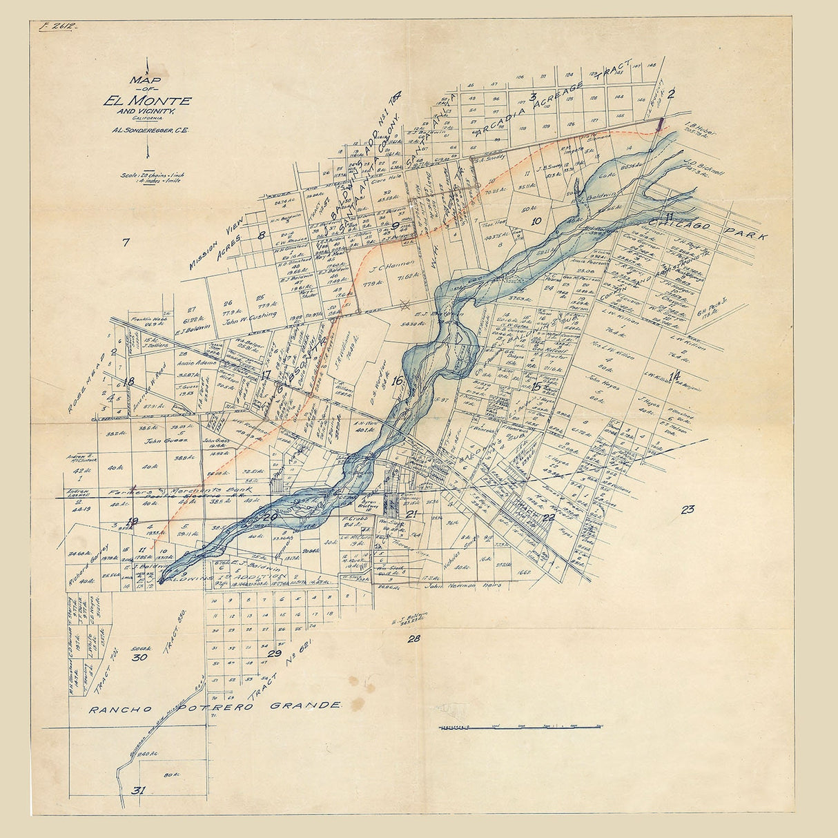1920 Map of El Monte California and Vicinity