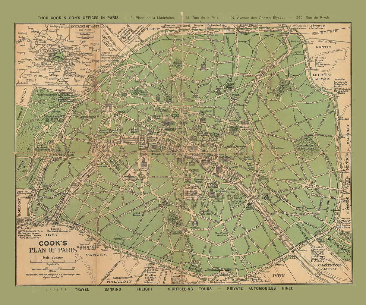 1920 Map of Paris France