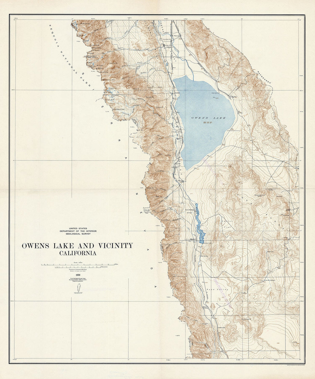 1939 Map of Owens Lake California