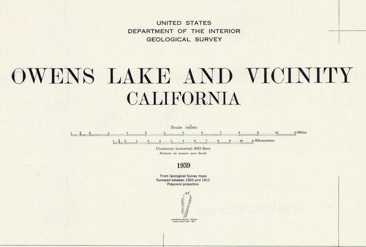 1939 Map of Owens Lake California