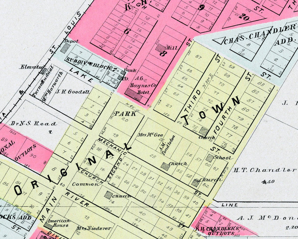 1899 Map of Chandlerville Cass County Illinois