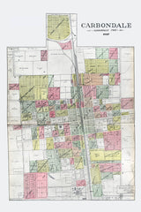 1907 Map of Carbondale Jackson County Illinois
