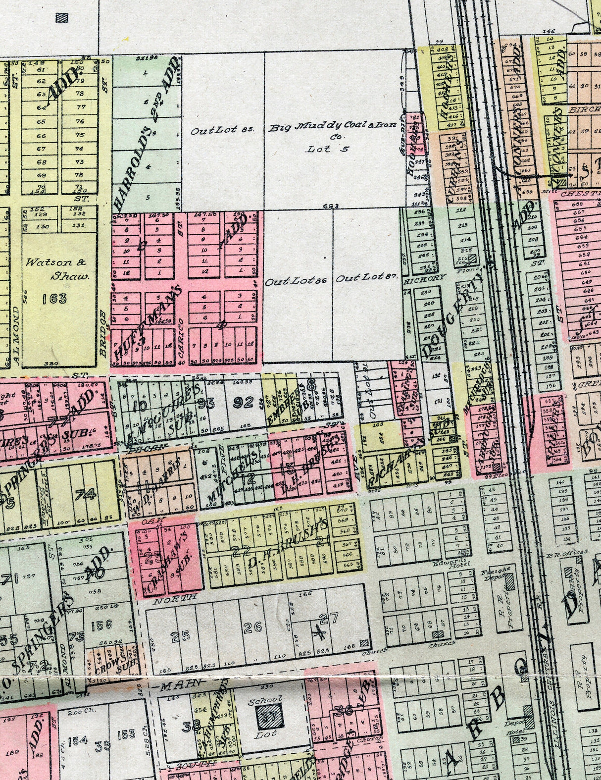 1907 Map of Carbondale Jackson County Illinois