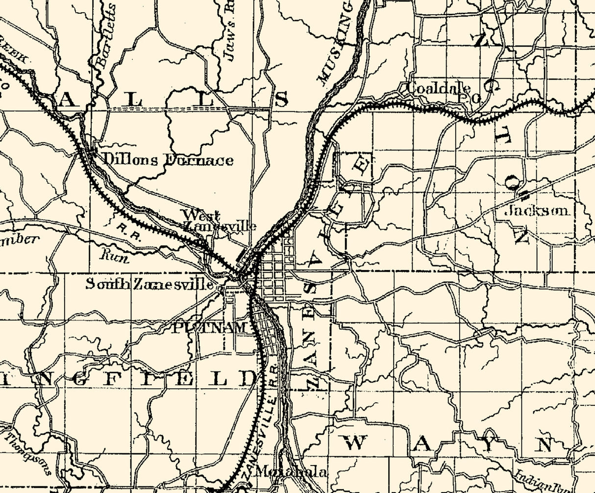 1866 Map of Muskingum County Ohio