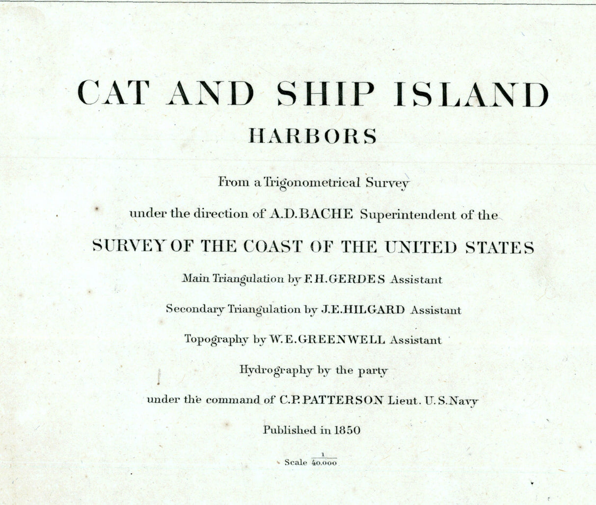 1850 Nautical Chart of Cat and Ship Island Mississippi